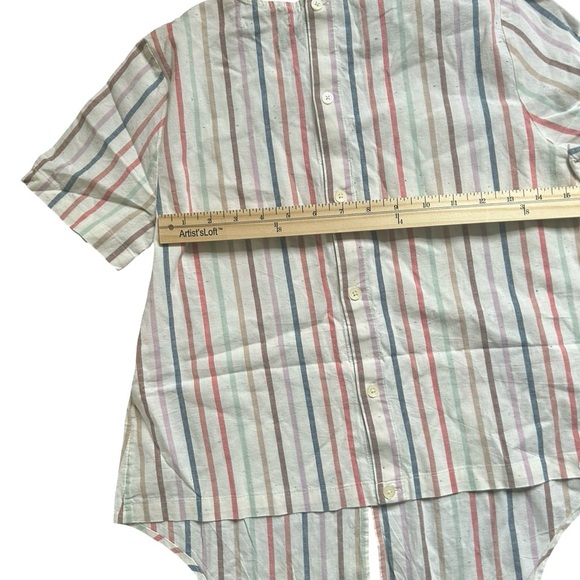 Madewell Rainbow Stripe Front Tie Button Back XS Shirt - Picture 3 of 4